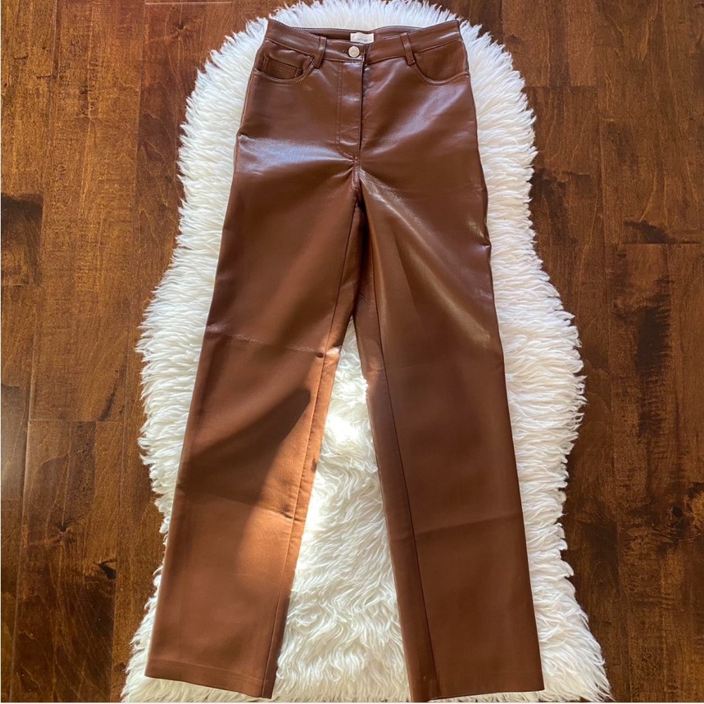Aritzia Wilfred Brown Faux Leather Pants